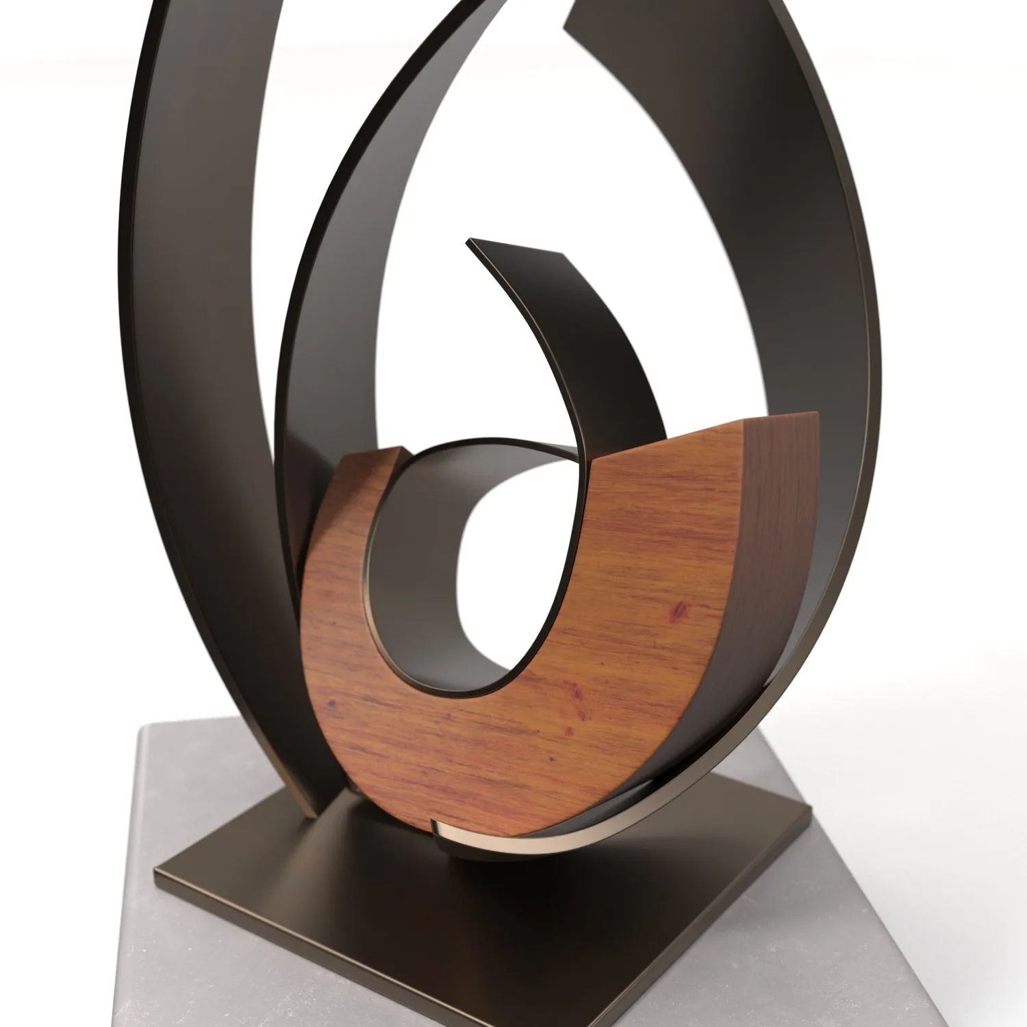 Metal And Wood With Stone Base Sculpture PBR 3D Model_05